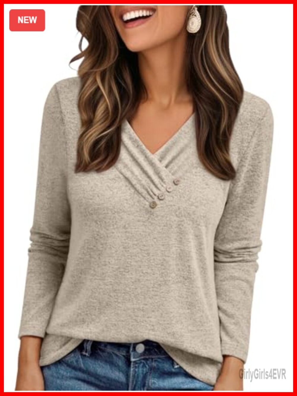 Womens Long Sleeve V-Neck Tunic Top Fall Business Casual Blouse